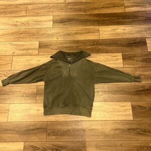 Aerie Men's Zip Up Sweater in Olive